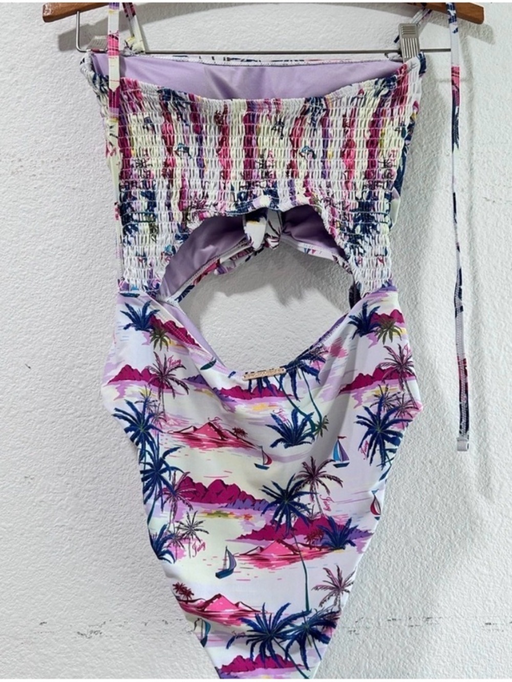 Juicy Couture Pink, Purple & Navy Tropical Logo One-Piece - Picture 6 of 16